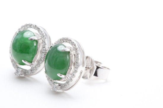 Load image into Gallery viewer, Jadeite Diamond Earrings
