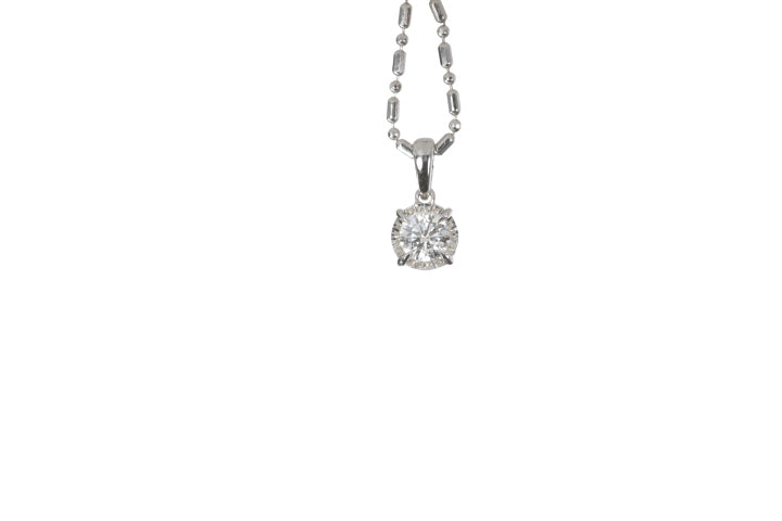Solitaire Diamond Pendant with Diamond Cut Bezel