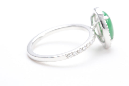 Oval Jadeite and Diamond Halo Ring