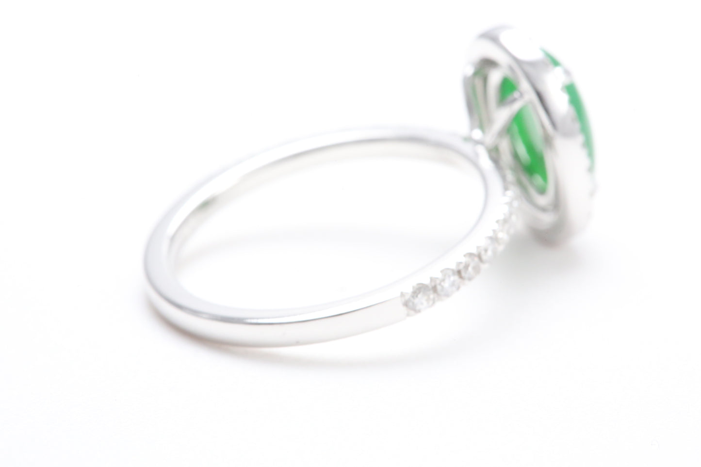 Oval Jadeite and Diamond Halo Ring