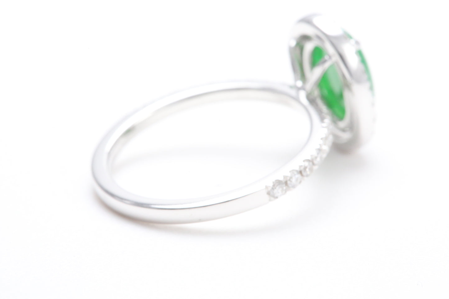 Oval Jadeite and Diamond Halo Ring