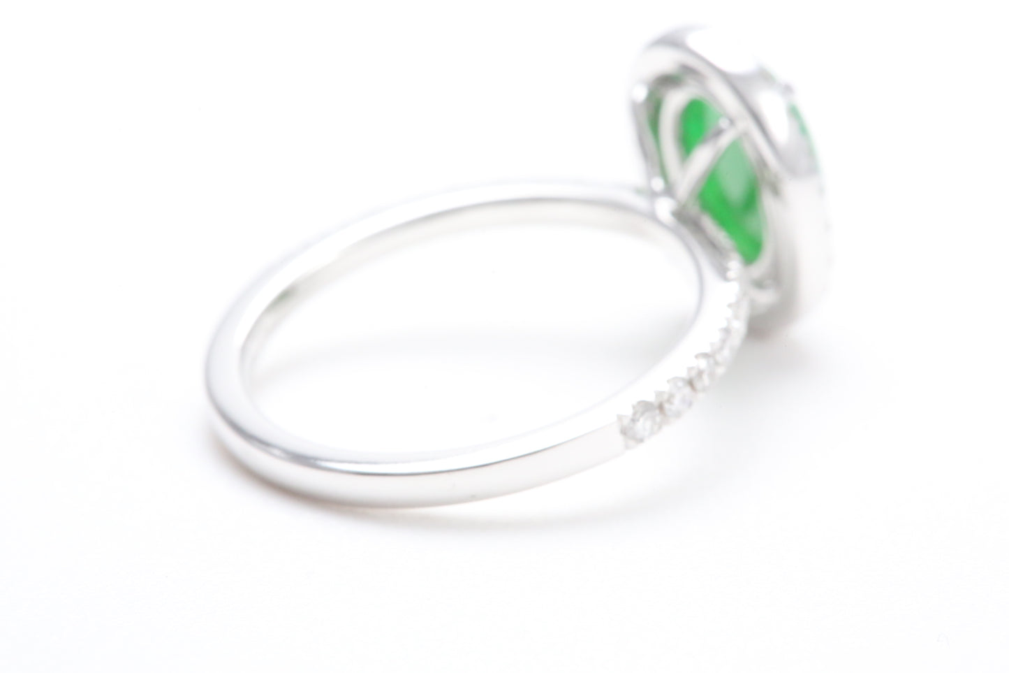 Oval Jadeite and Diamond Halo Ring