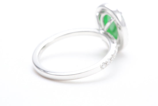 Oval Jadeite and Diamond Halo Ring