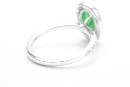 Oval Jadeite and Diamond Halo Ring