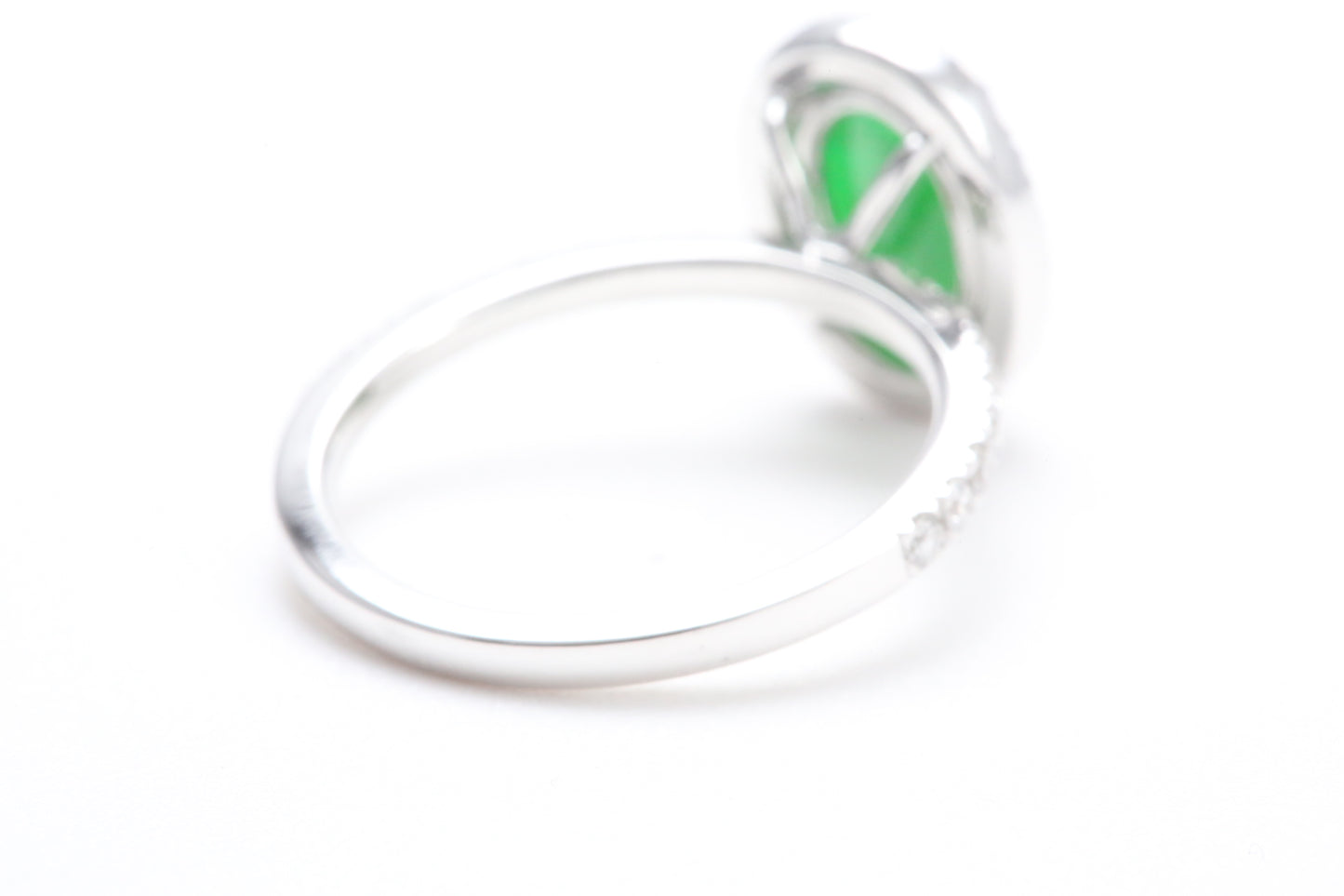 Oval Jadeite and Diamond Halo Ring