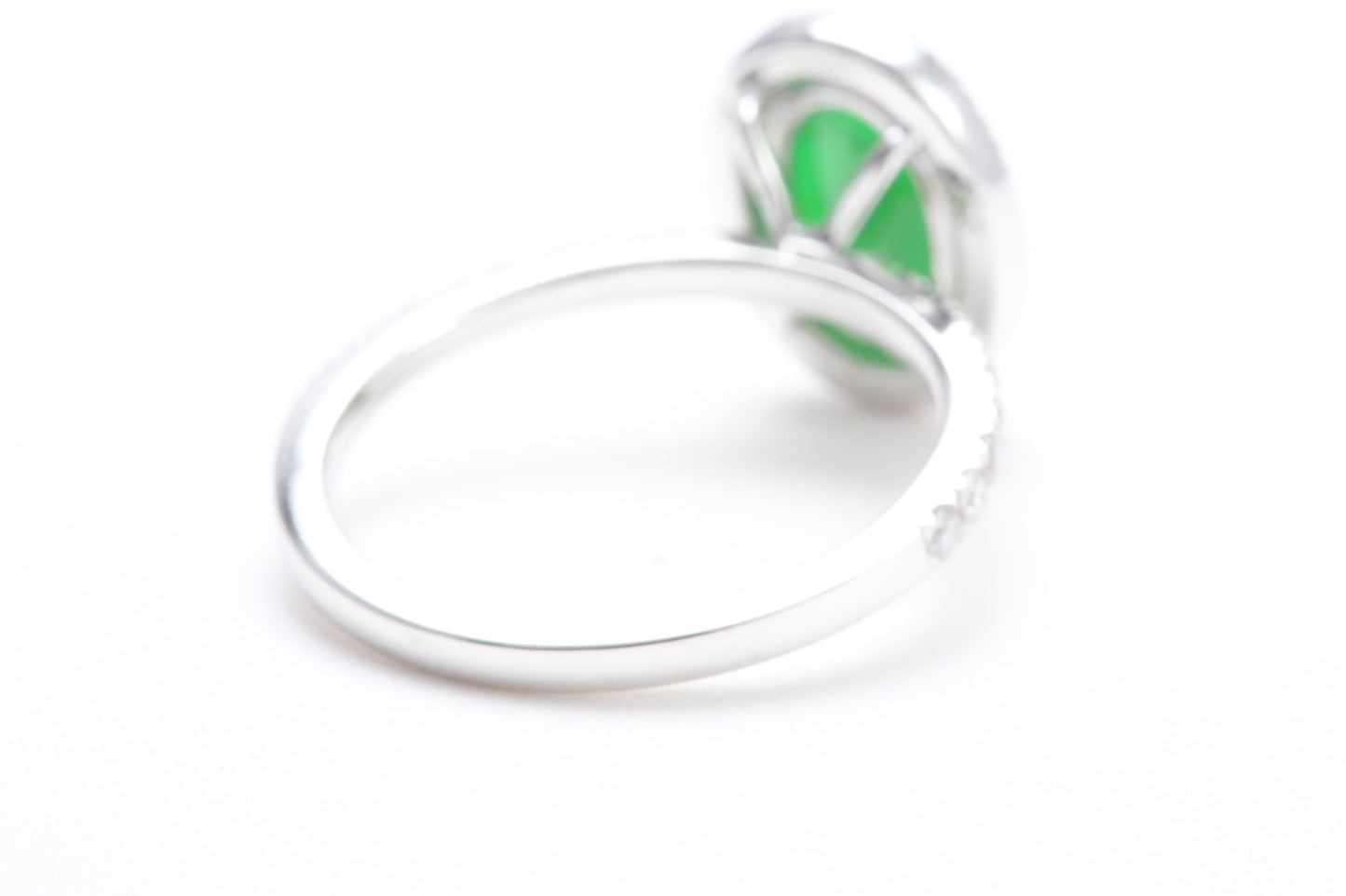 Oval Jadeite and Diamond Halo Ring