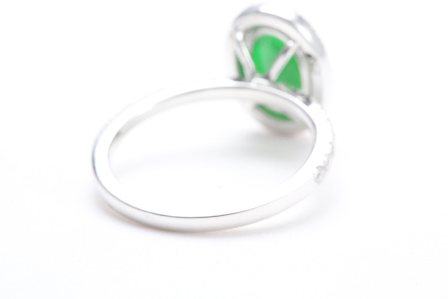 Oval Jadeite and Diamond Halo Ring