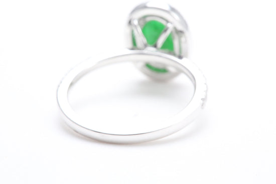 Oval Jadeite and Diamond Halo Ring