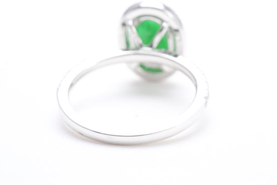 Oval Jadeite and Diamond Halo Ring