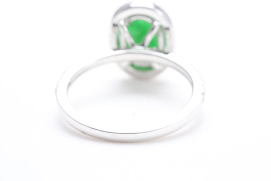 Oval Jadeite and Diamond Halo Ring