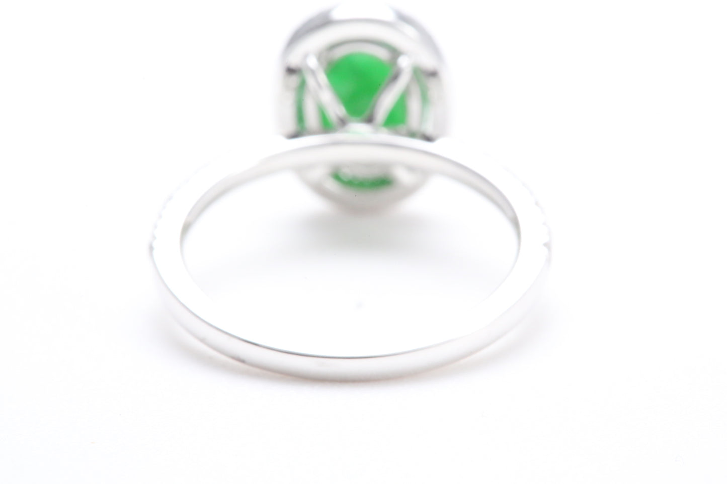 Oval Jadeite and Diamond Halo Ring