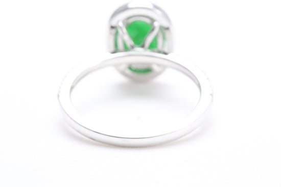 Oval Jadeite and Diamond Halo Ring