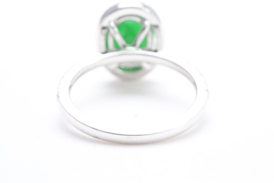 Oval Jadeite and Diamond Halo Ring