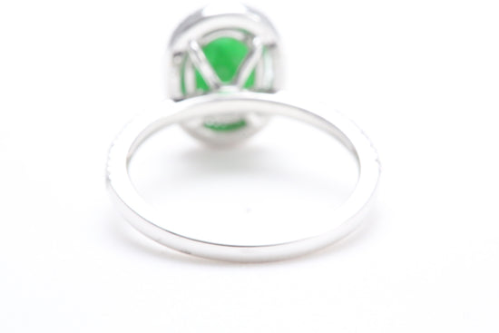 Oval Jadeite and Diamond Halo Ring