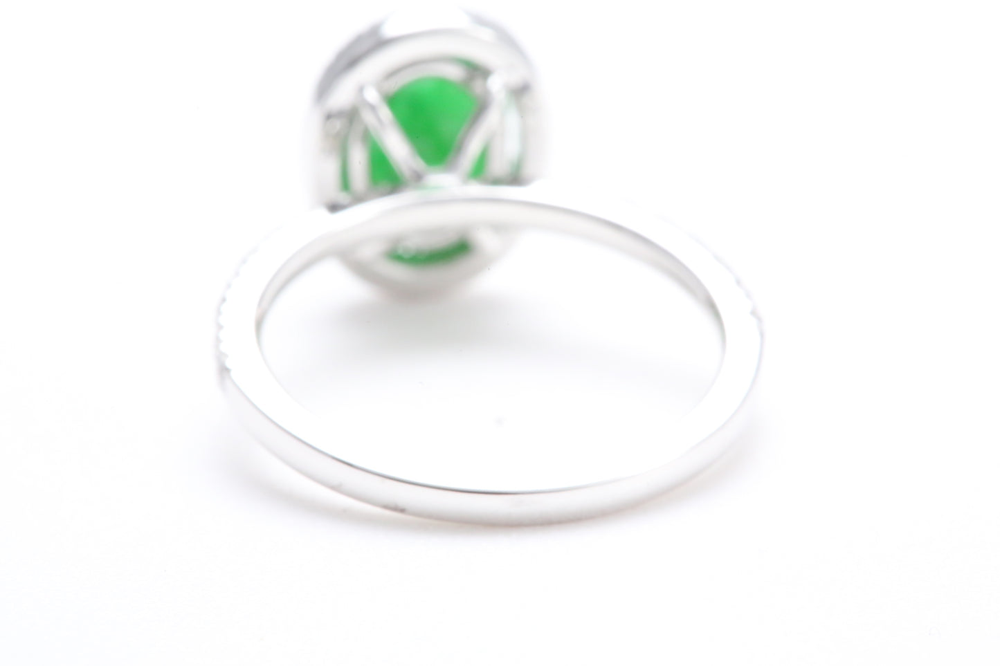 Oval Jadeite and Diamond Halo Ring