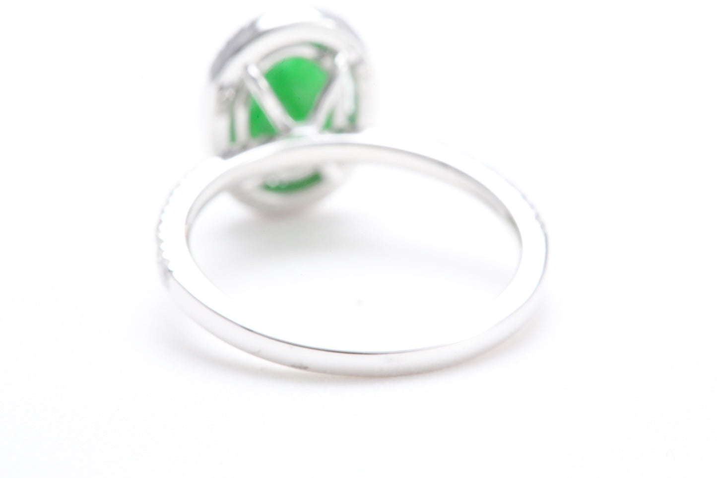 Oval Jadeite and Diamond Halo Ring