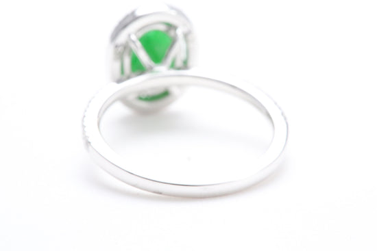 Oval Jadeite and Diamond Halo Ring