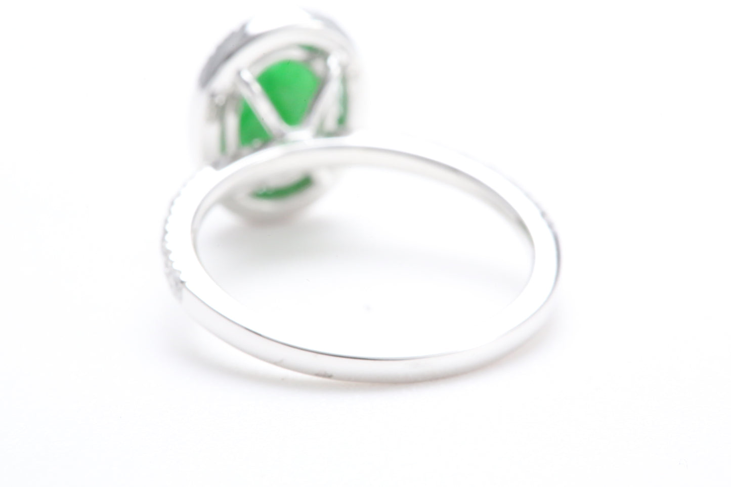 Oval Jadeite and Diamond Halo Ring