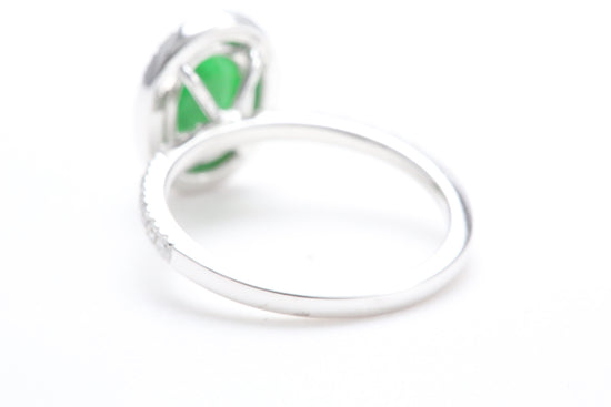 Oval Jadeite and Diamond Halo Ring