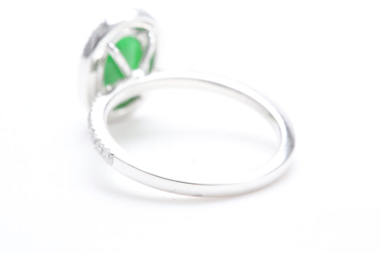 Oval Jadeite and Diamond Halo Ring