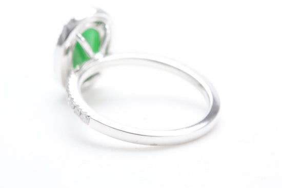 Oval Jadeite and Diamond Halo Ring