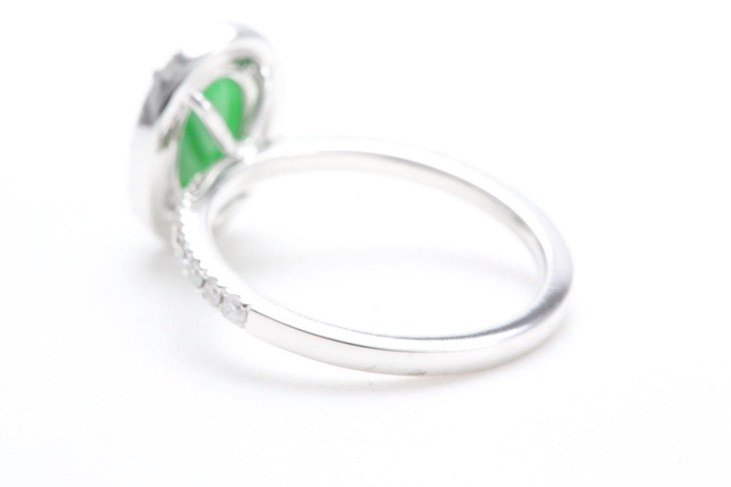 Oval Jadeite and Diamond Halo Ring