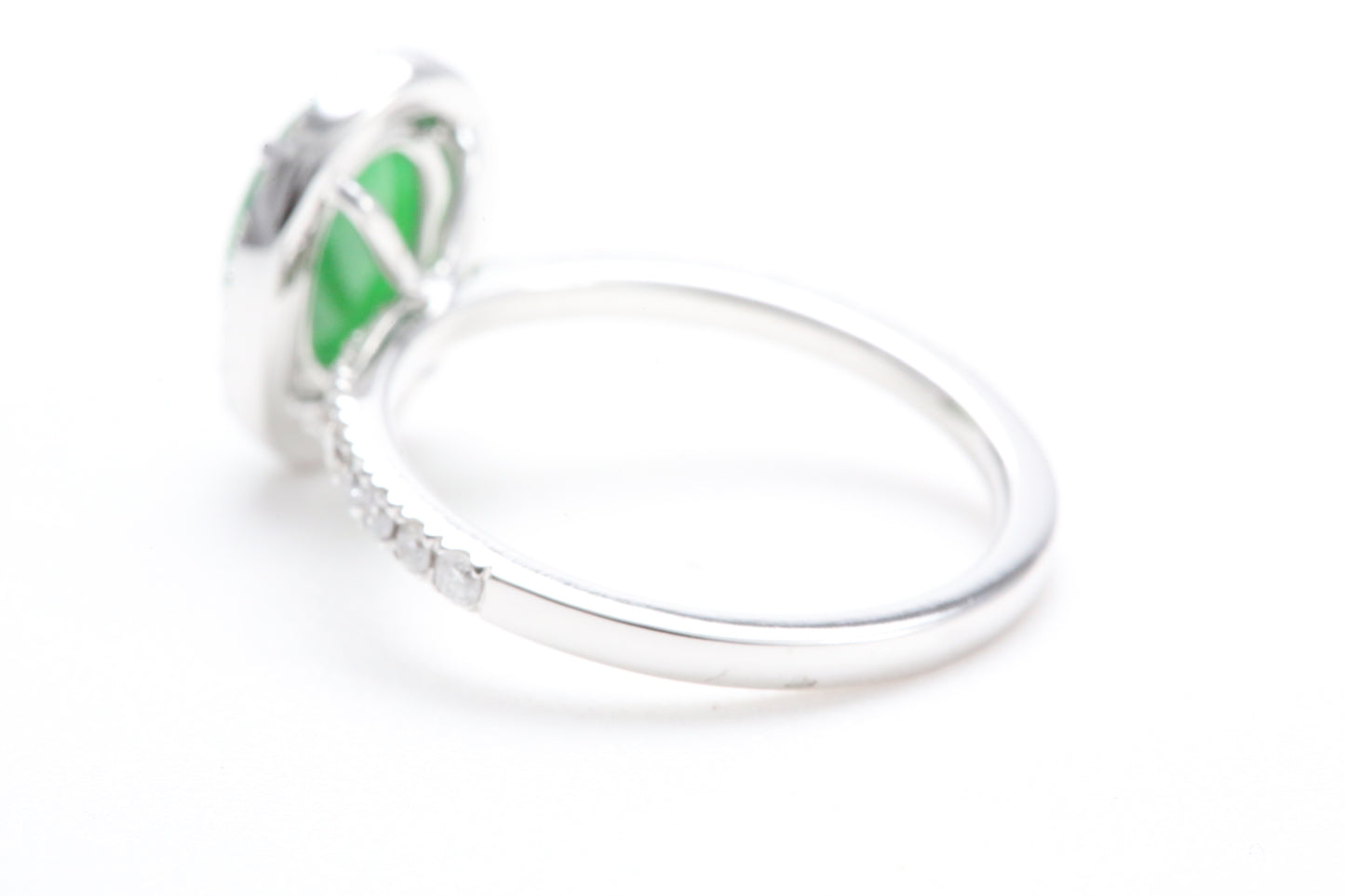 Oval Jadeite and Diamond Halo Ring