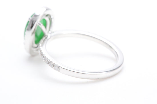 Oval Jadeite and Diamond Halo Ring