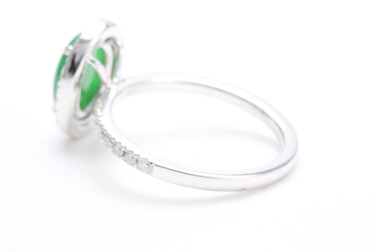 Oval Jadeite and Diamond Halo Ring