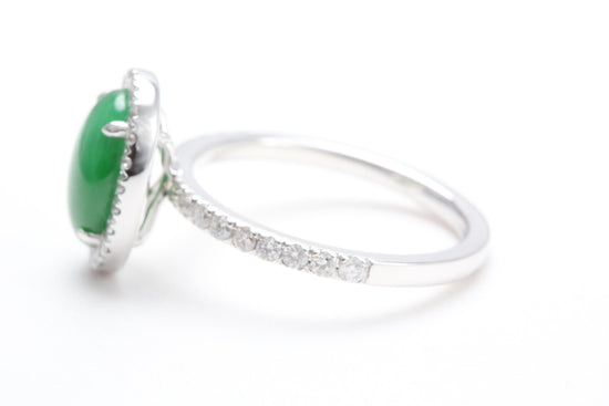 Oval Jadeite and Diamond Halo Ring