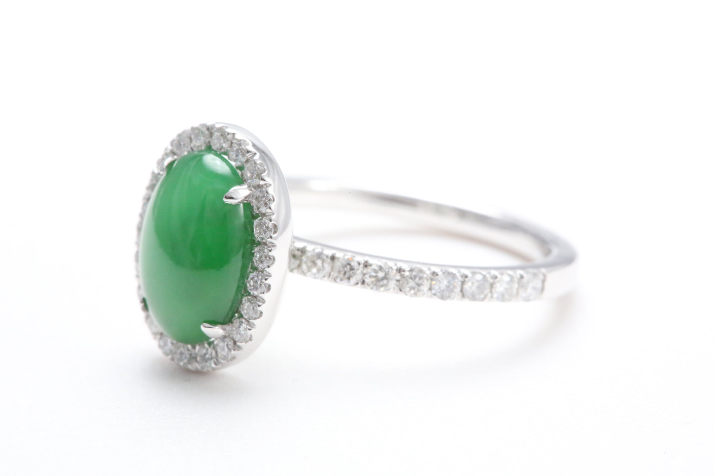 Load image into Gallery viewer, Oval Jadeite and Diamond Halo Ring
