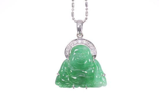 Load image into Gallery viewer, Jadeite Buddha with a Diamond Halo
