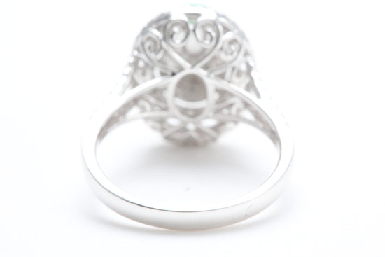 Jadeite and Double Diamond Halo Ring