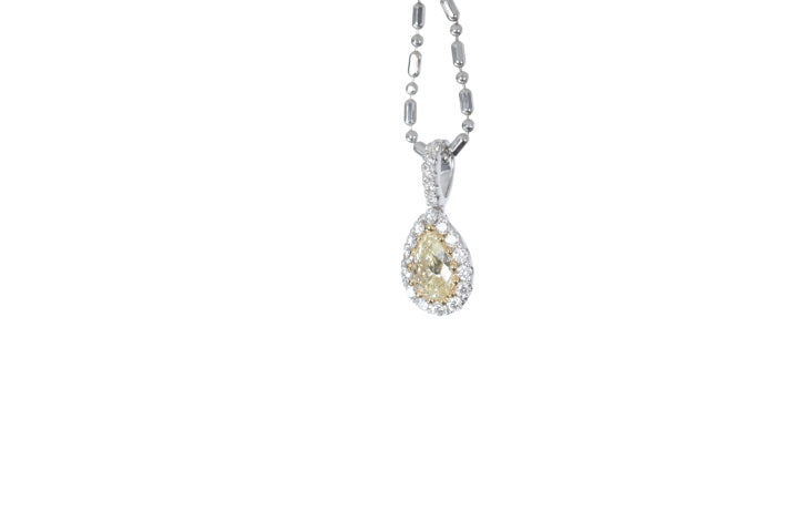 Fancy Yellow Diamond Pear Shaped Pendant