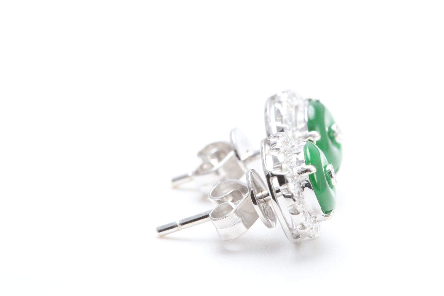 Jadeite and Diamond Halo Earrings