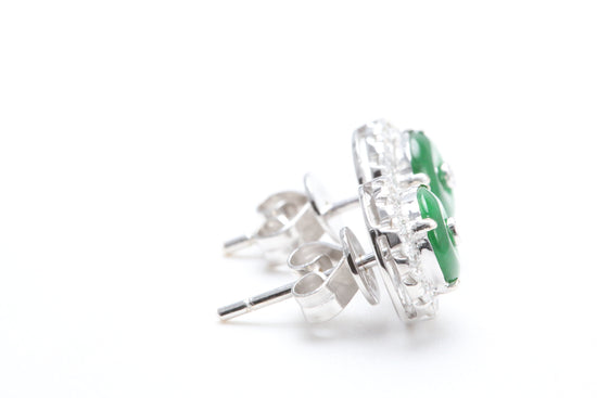 Jadeite and Diamond Halo Earrings