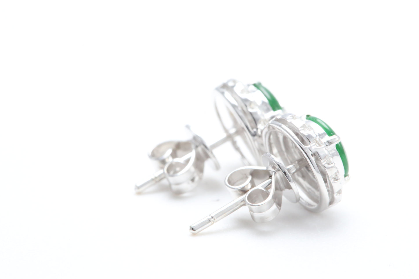 Jadeite and Diamond Halo Earrings