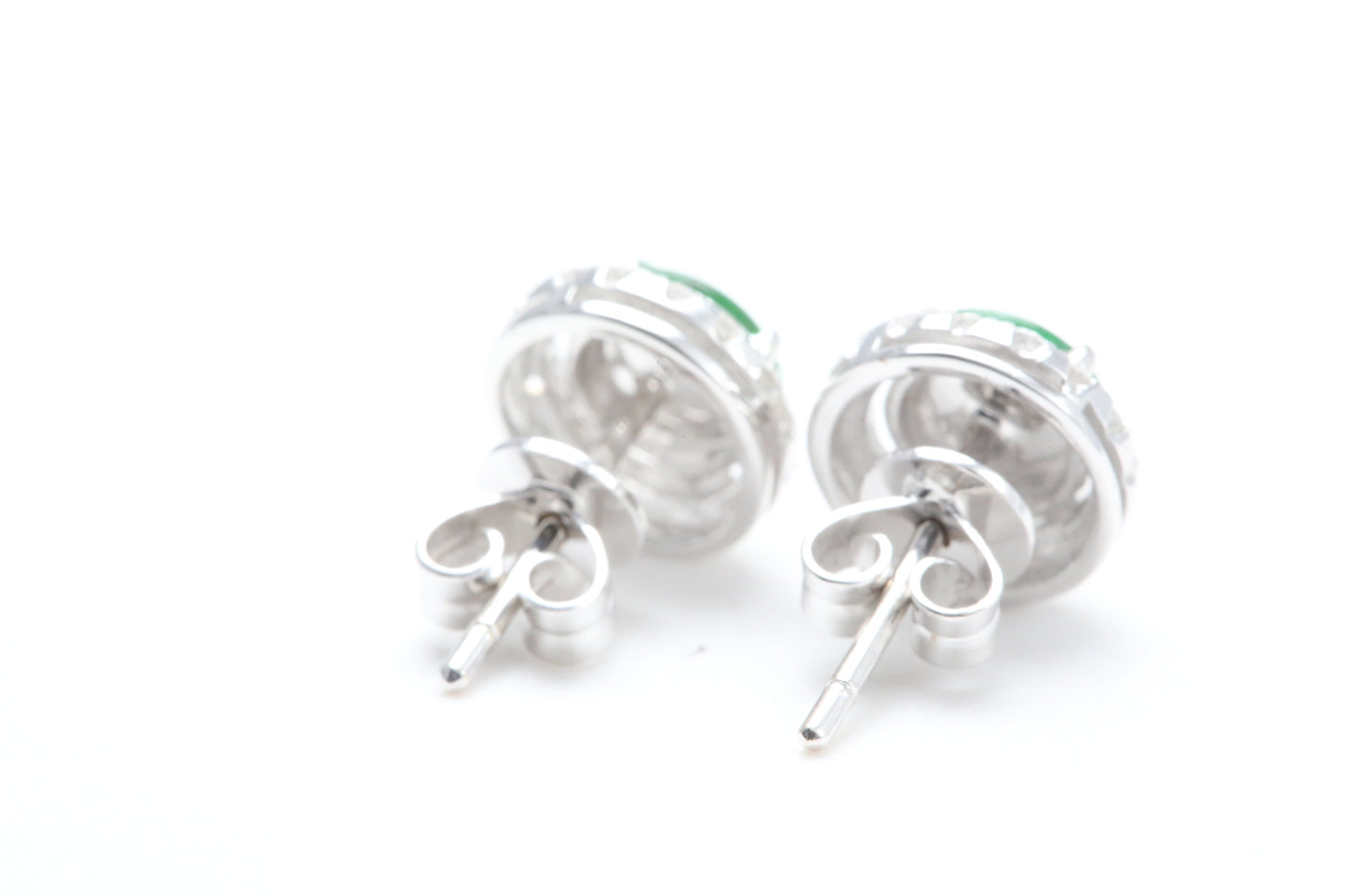 Jadeite and Diamond Halo Earrings