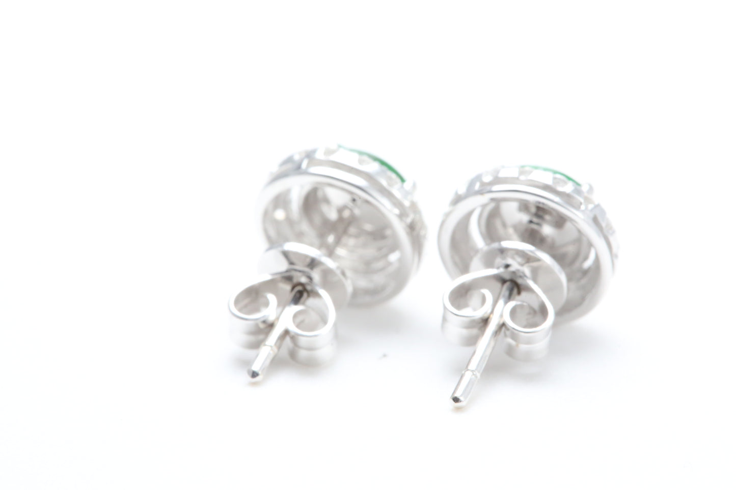Jadeite and Diamond Halo Earrings