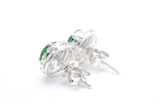 Load image into Gallery viewer, Jadeite and Diamond Halo Earrings
