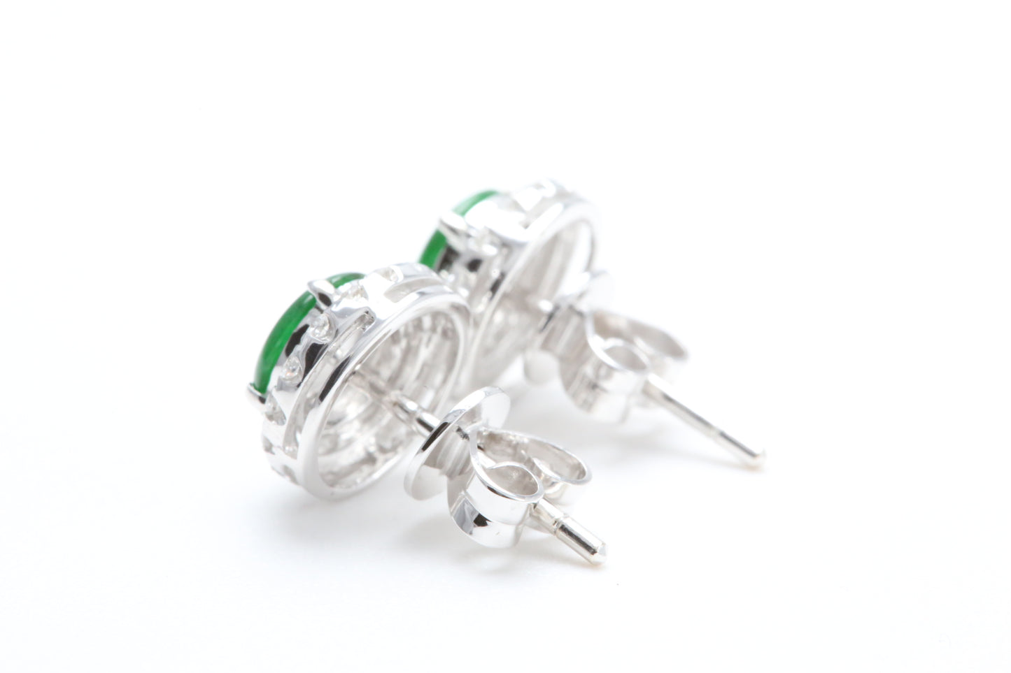 Load image into Gallery viewer, Jadeite and Diamond Halo Earrings
