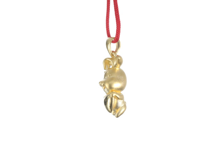 24K Gold 3D Rabbit Cartoon with Heart Pendant