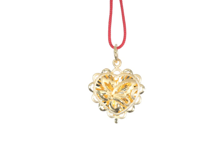 24K Gold Floral Butterfly Pendant