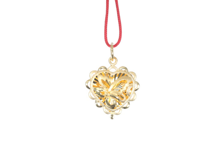 24K Gold Floral Butterfly Pendant