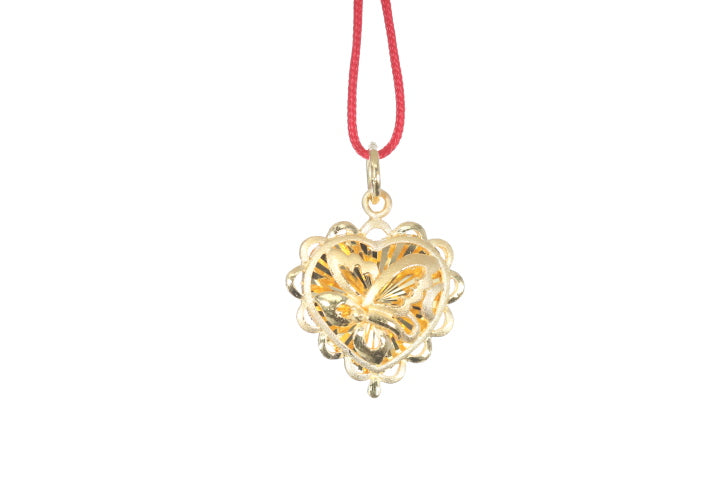 24K Gold Floral Butterfly Pendant
