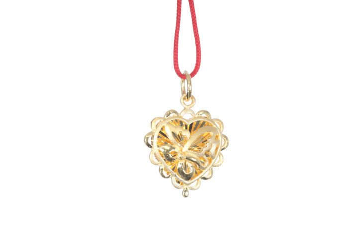 24K Gold Floral Butterfly Pendant