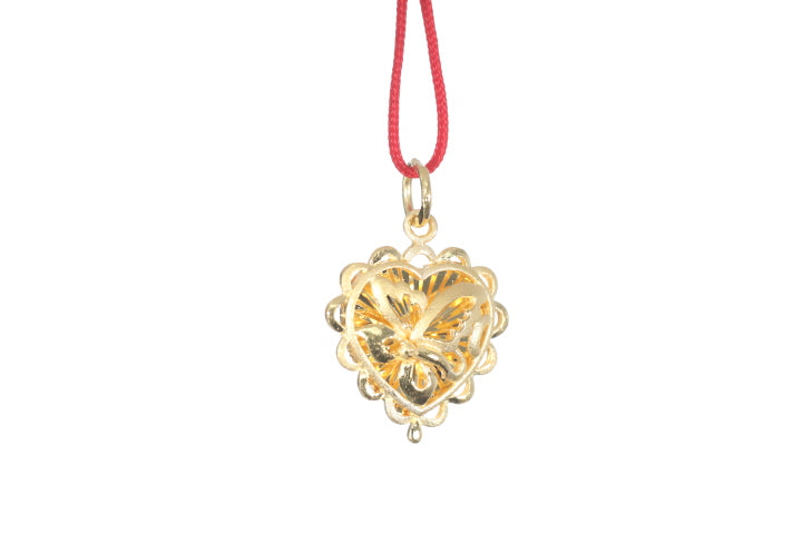 24K Gold Floral Butterfly Pendant