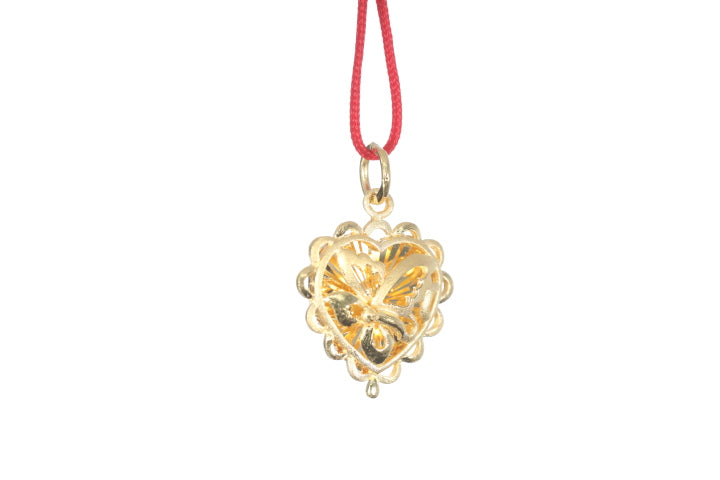 24K Gold Floral Butterfly Pendant