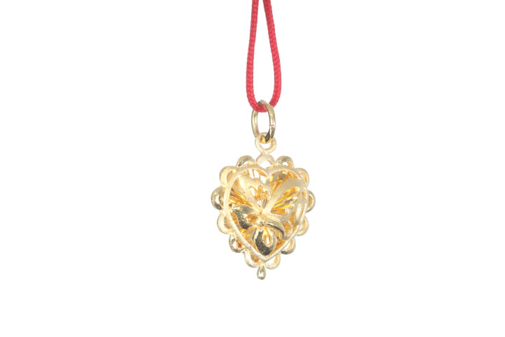 24K Gold Floral Butterfly Pendant