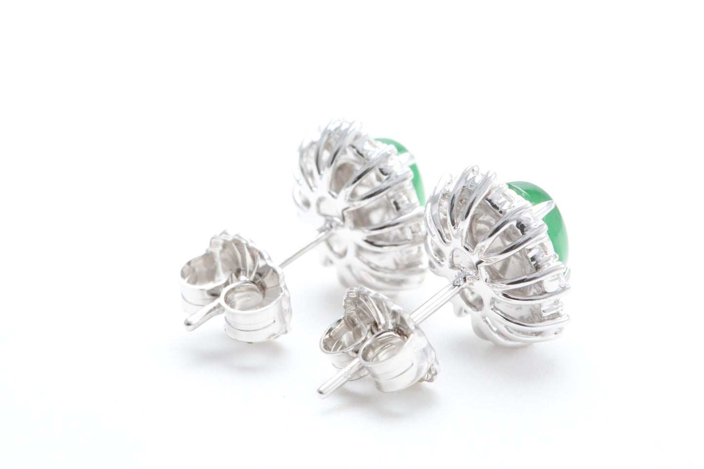 Load image into Gallery viewer, Jadeite and Diamond Earrings
